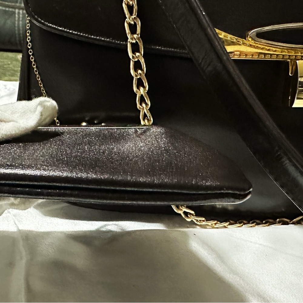 Authentic Vintage Christian  Dior 1960’s Handbag shoulder bag dark red Leather - Picture 14 of 17